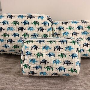 Cute Elephants Printed Cosmetics Bags Set